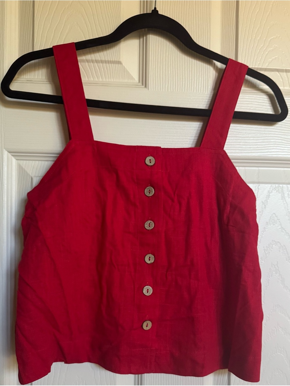 NWT The Workshop Red Linen Tank Top with Button Front, Various Sizes